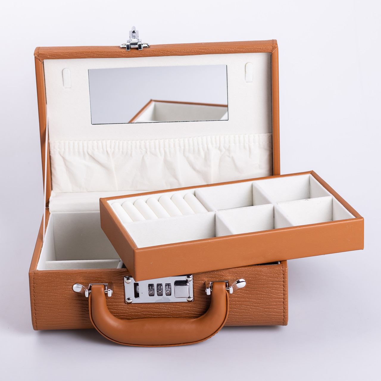 Скринька для прикрас з еко шкіри 2 яруси з кодовим замком органайзер для ювелірних виробів