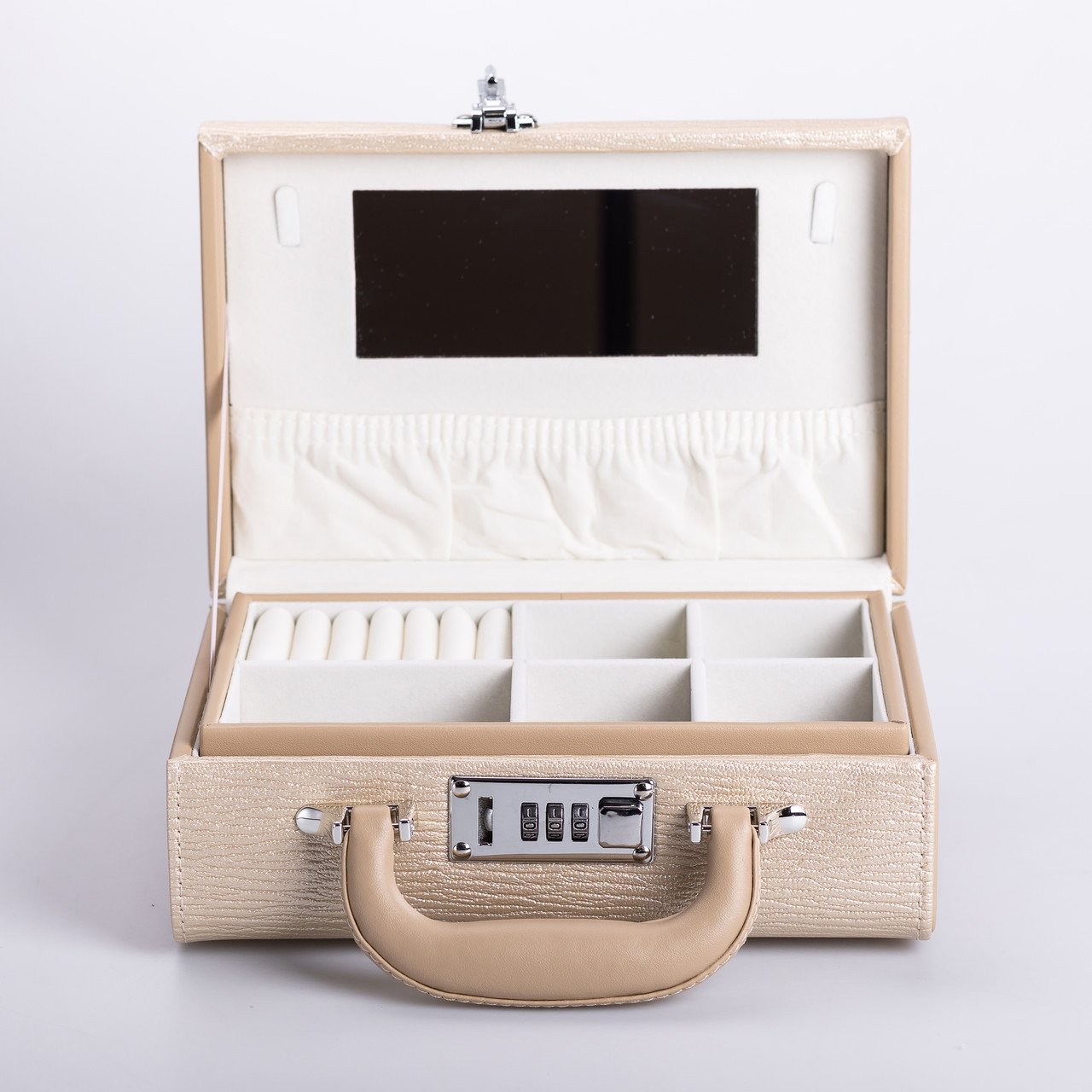 Скринька для прикрас з еко шкіри 2 яруси з кодовим замком органайзер для ювелірних виробів