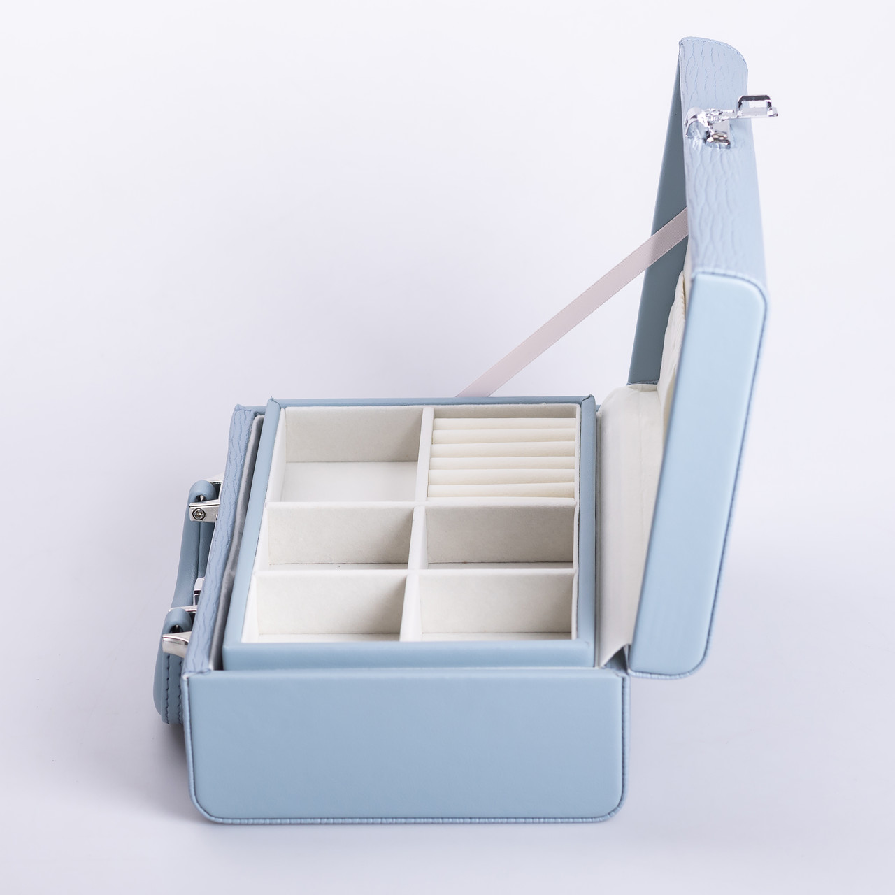 Скринька для прикрас з еко шкіри 2 яруси з кодовим замком органайзер для ювелірних виробів