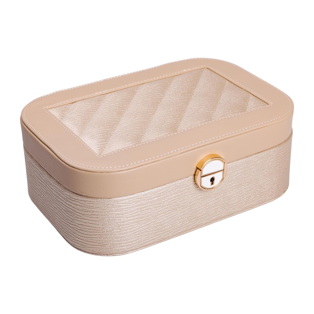 Скринька для прикрас з еко шкіри 2 яруси із замком органайзер для ювелірних виробів