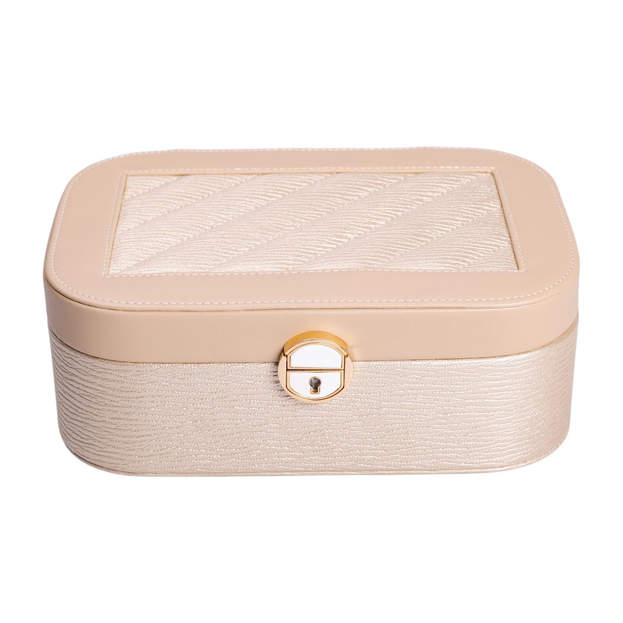 Скринька для прикрас з еко шкіри 2 яруси із замком органайзер для ювелірних виробів