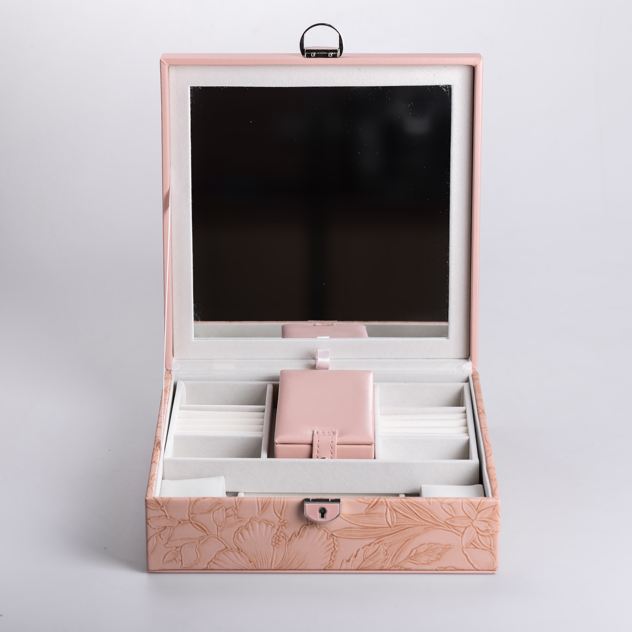 Скринька для прикрас з еко шкіри 2 яруси із замком органайзер для ювелірних виробів