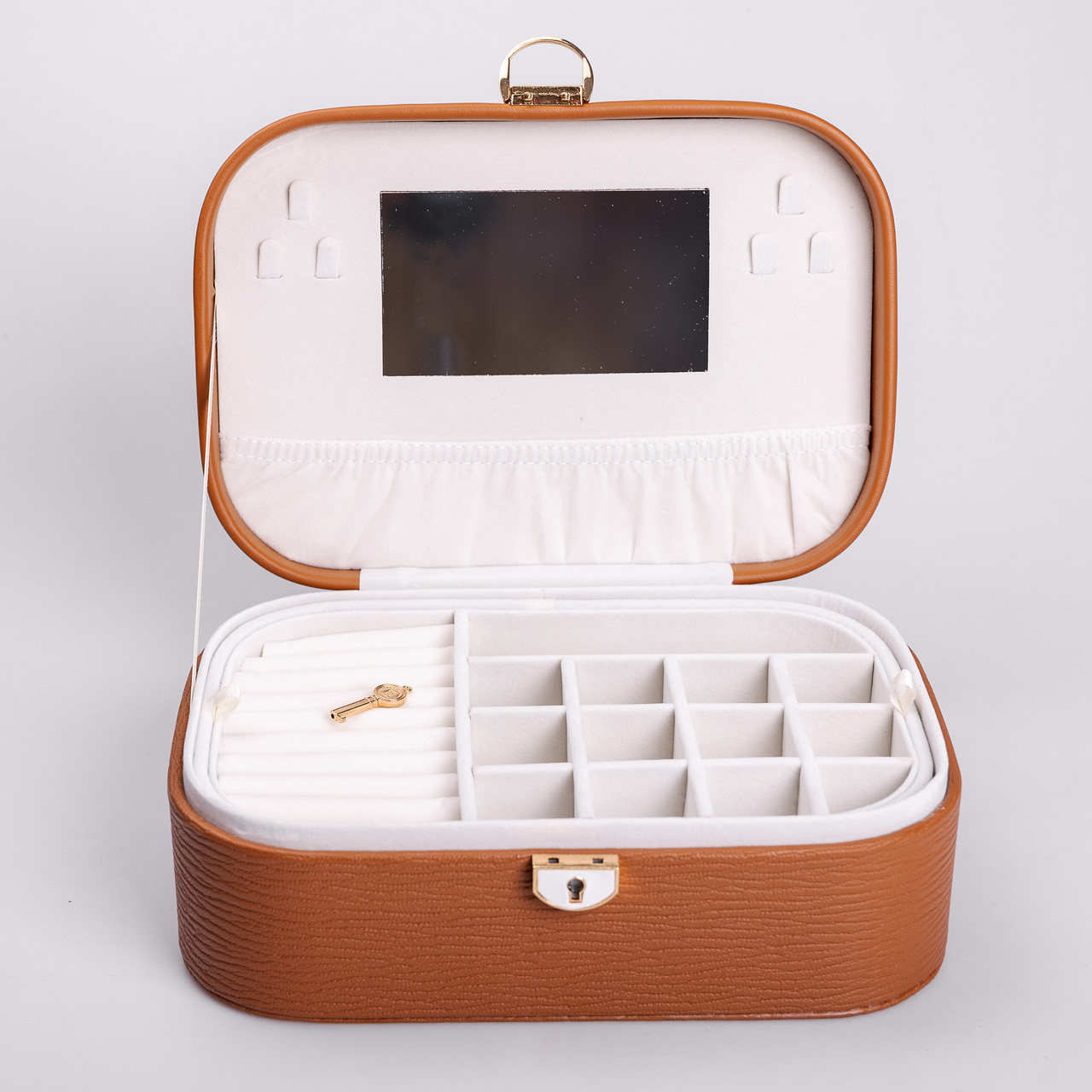 Скринька для прикрас з еко шкіри 2 яруси із замком органайзер для ювелірних виробів