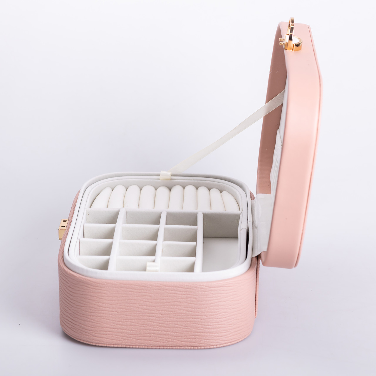 Скринька для прикрас з еко шкіри 2 яруси із замком органайзер для ювелірних виробів