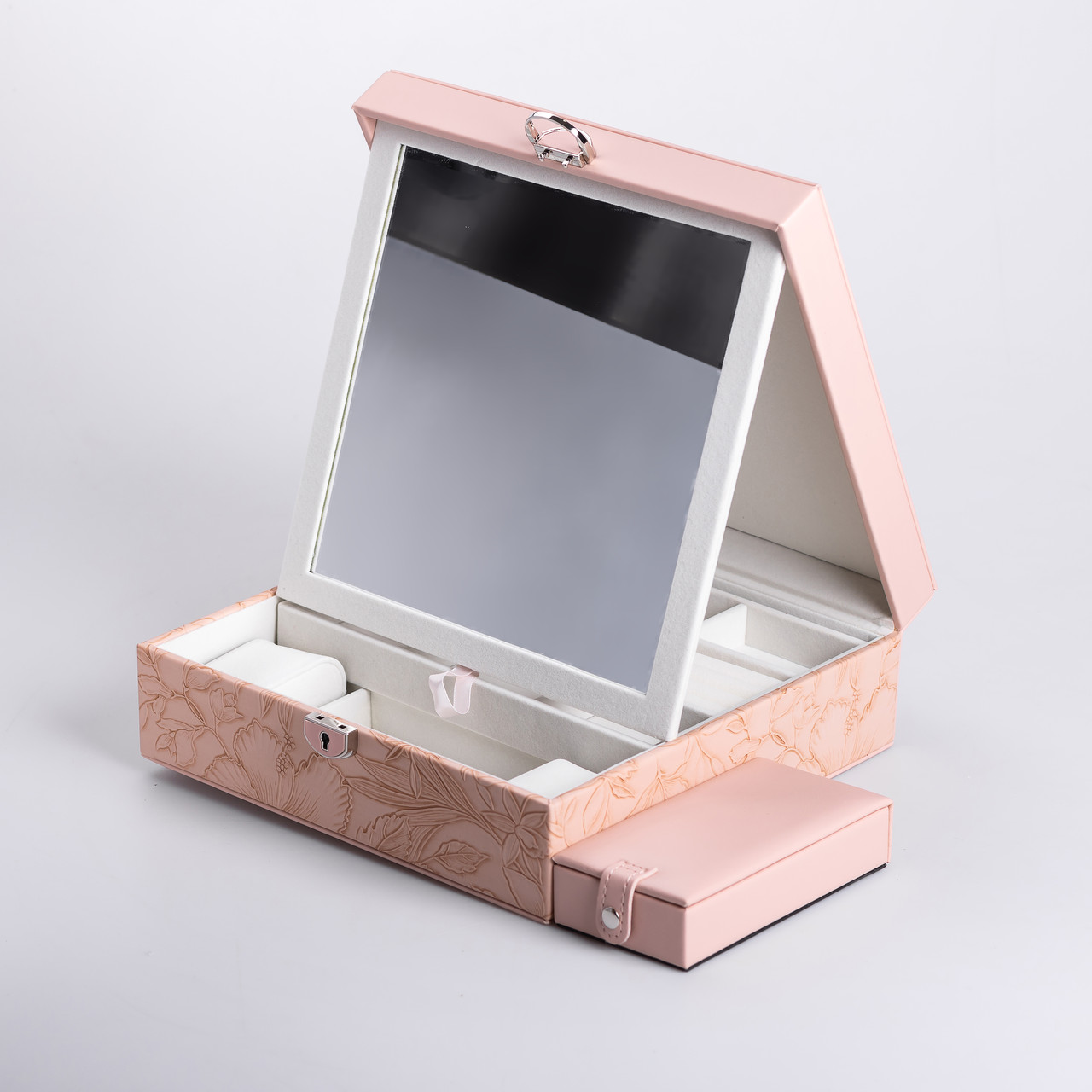 Скринька для прикрас з еко шкіри 2 яруси із замком органайзер для ювелірних виробів