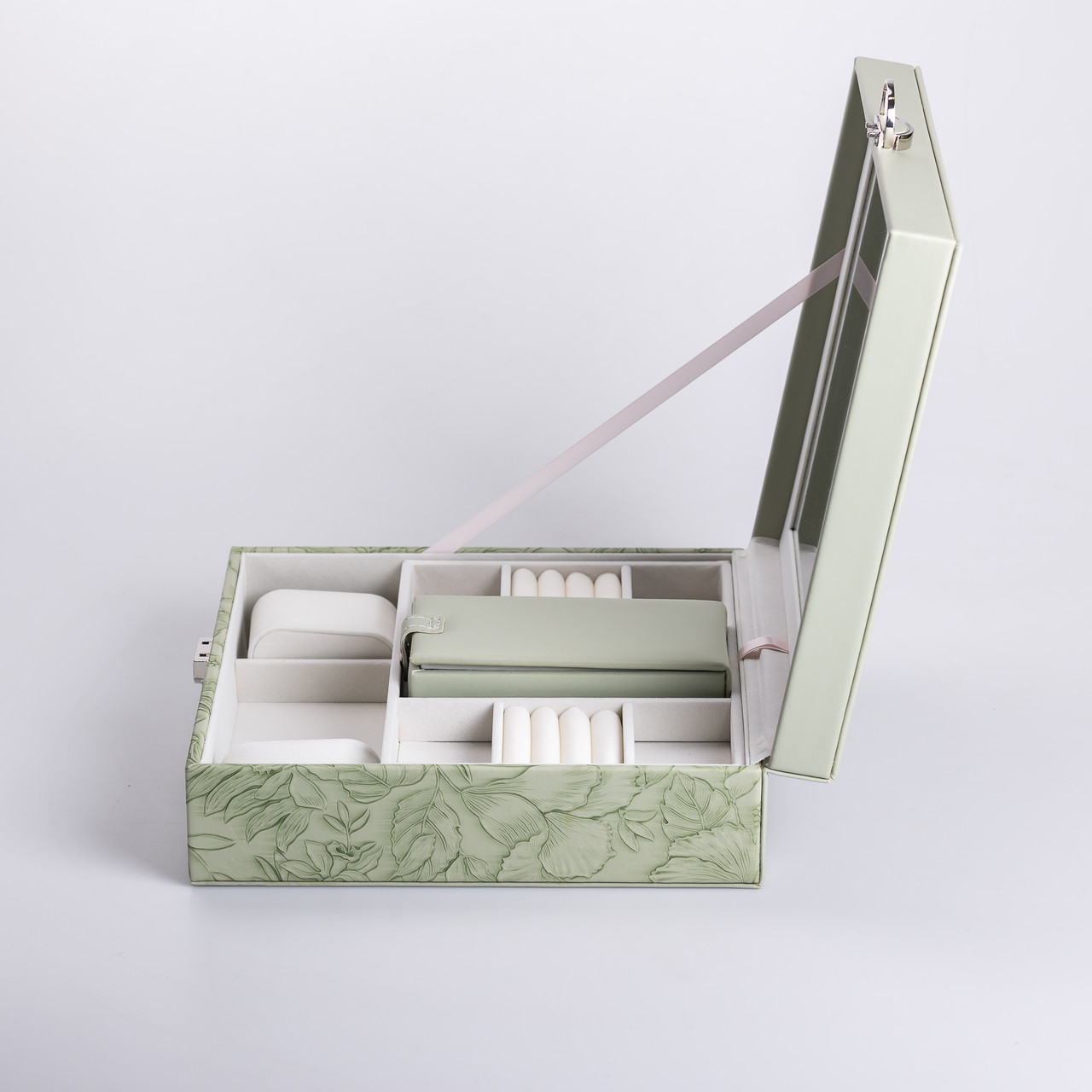 Скринька для прикрас з еко шкіри 2 яруси із замком органайзер для ювелірних виробів