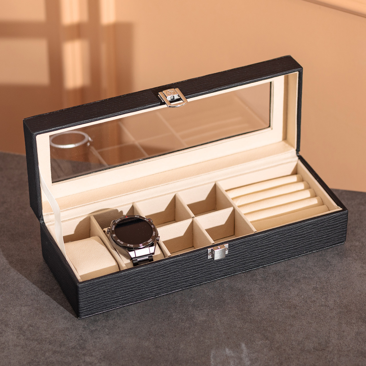 Скринька для прикрас із еко шкіри 31×11×8 см органайзер для ювелірних виробів