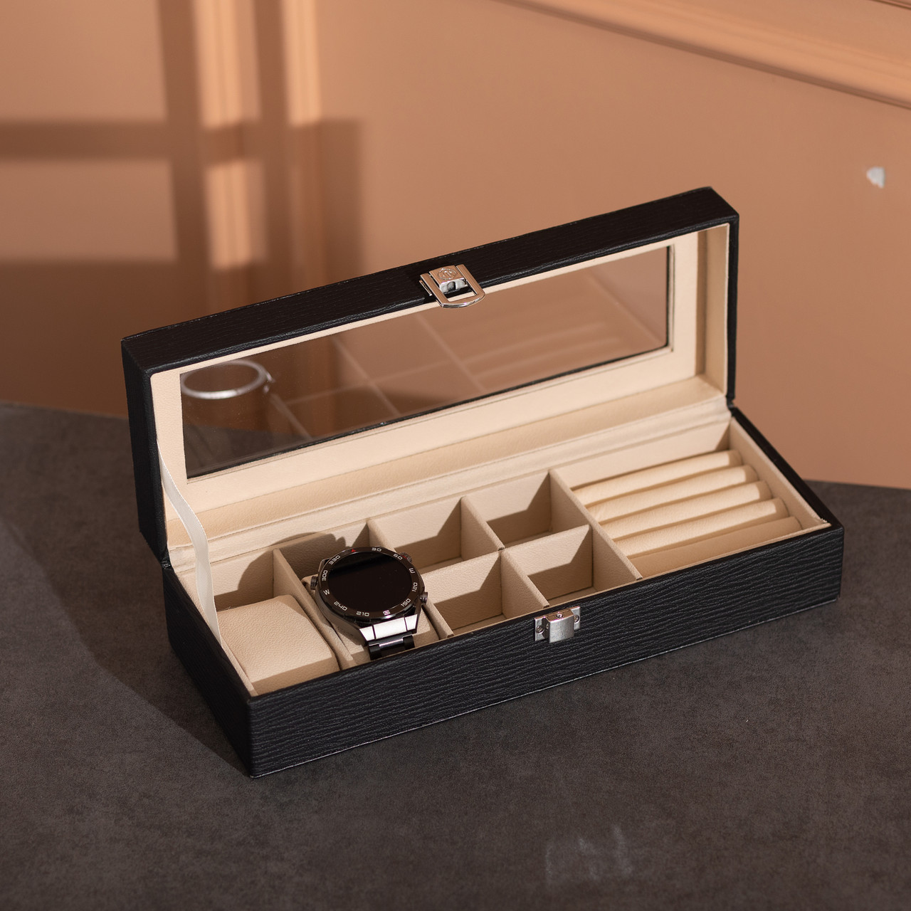 Скринька для прикрас із еко шкіри 31×11×8 см органайзер для ювелірних виробів