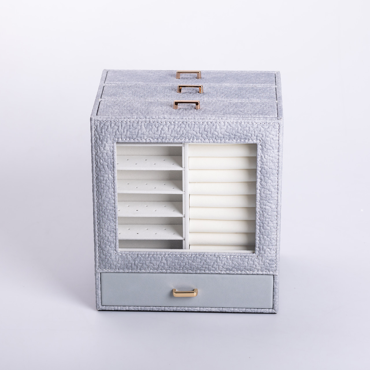 Скринька для прикрас з еко шкіри 3 яруси органайзер для ювелірних виробів