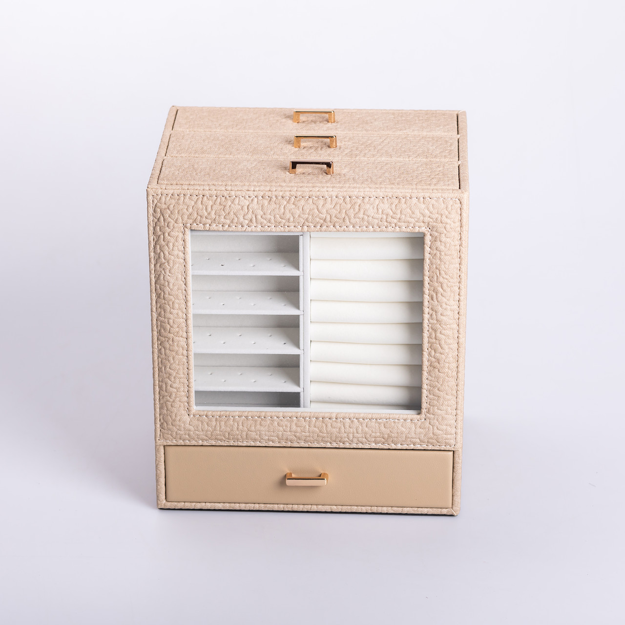 Скринька для прикрас з еко шкіри 3 яруси органайзер для ювелірних виробів