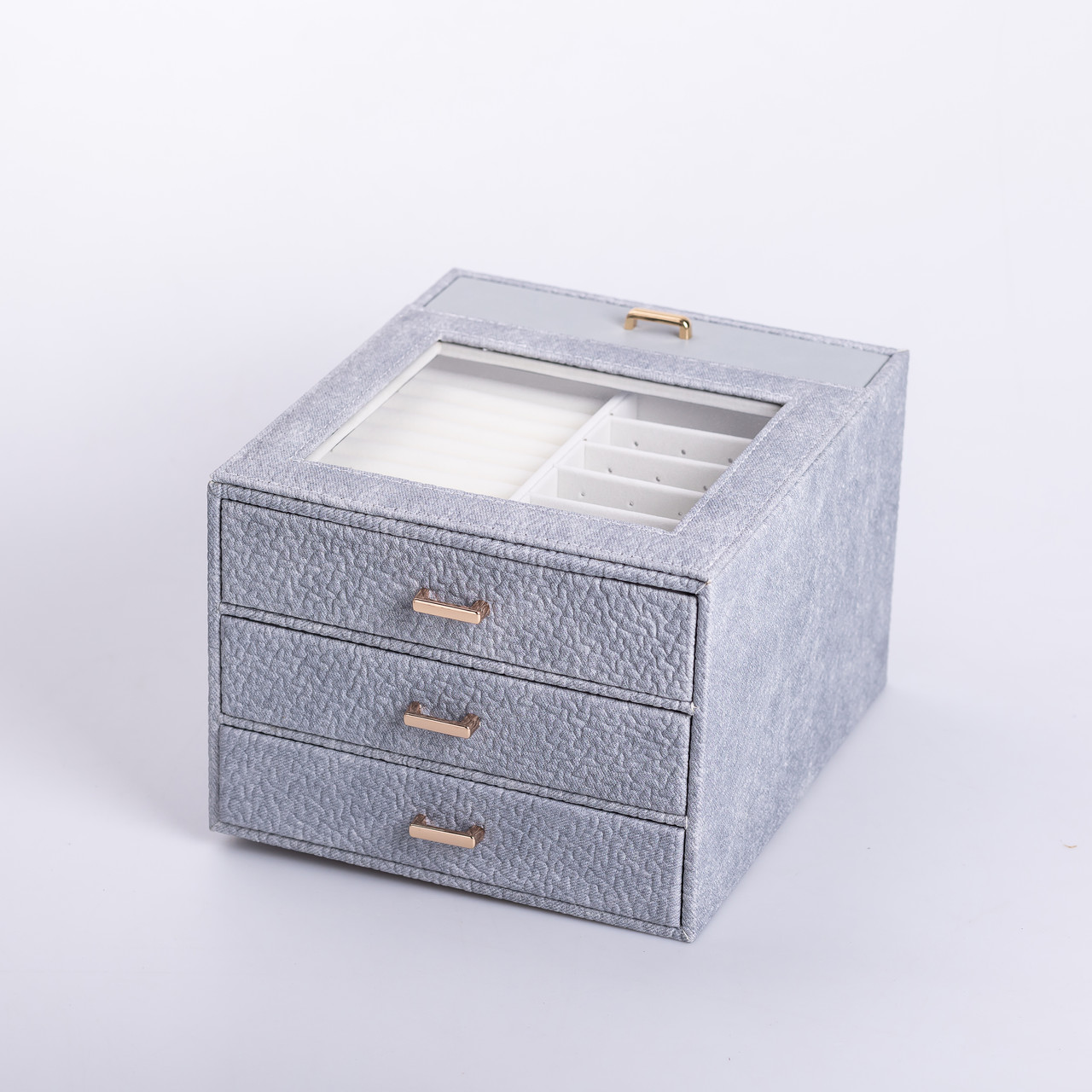 Скринька для прикрас з еко шкіри 3 яруси органайзер для ювелірних виробів