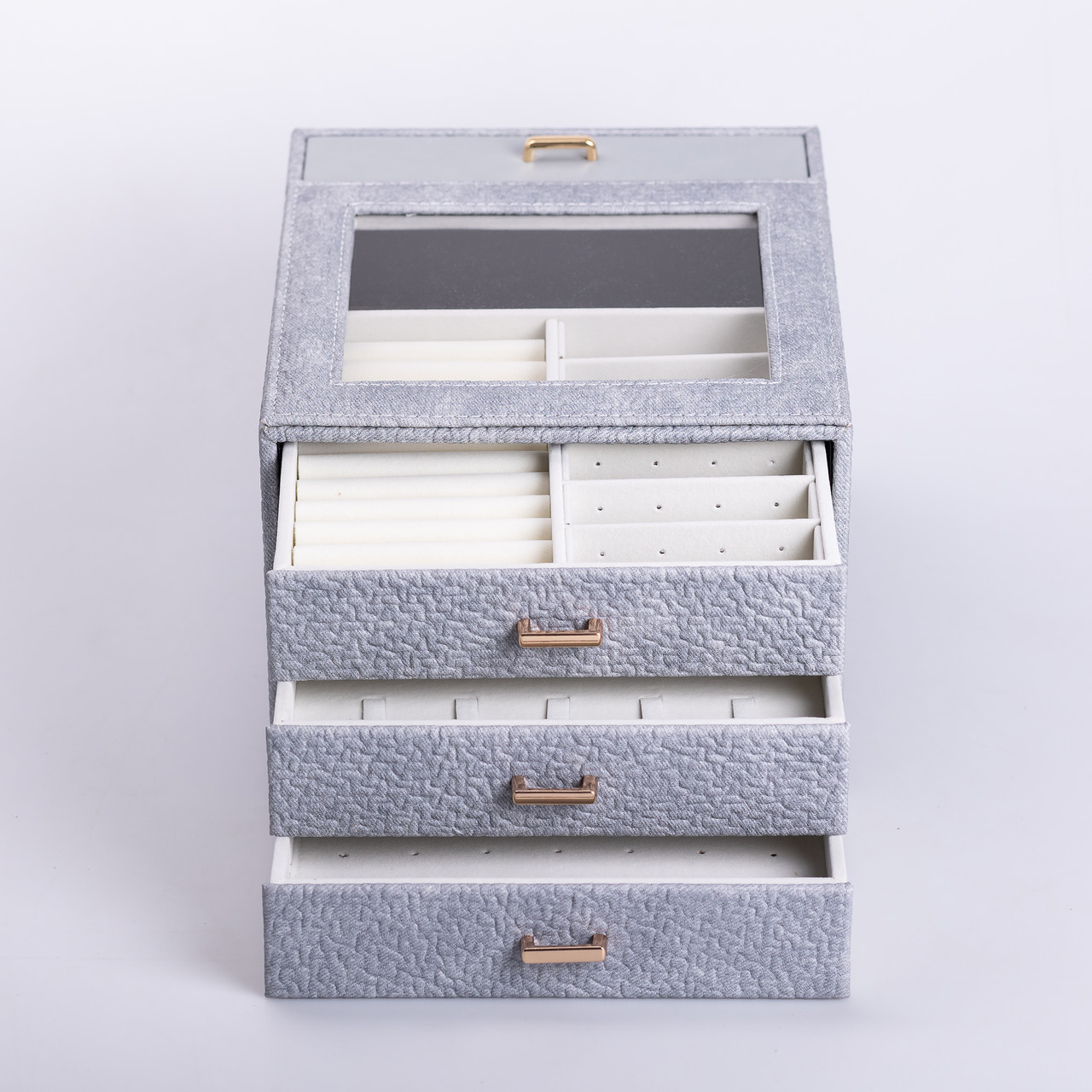 Скринька для прикрас з еко шкіри 3 яруси органайзер для ювелірних виробів