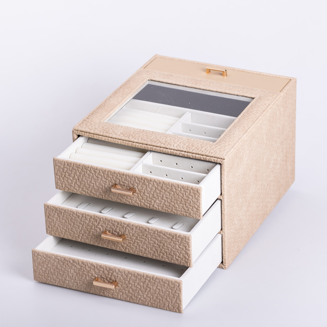 Скринька для прикрас з еко шкіри 3 яруси органайзер для ювелірних виробів