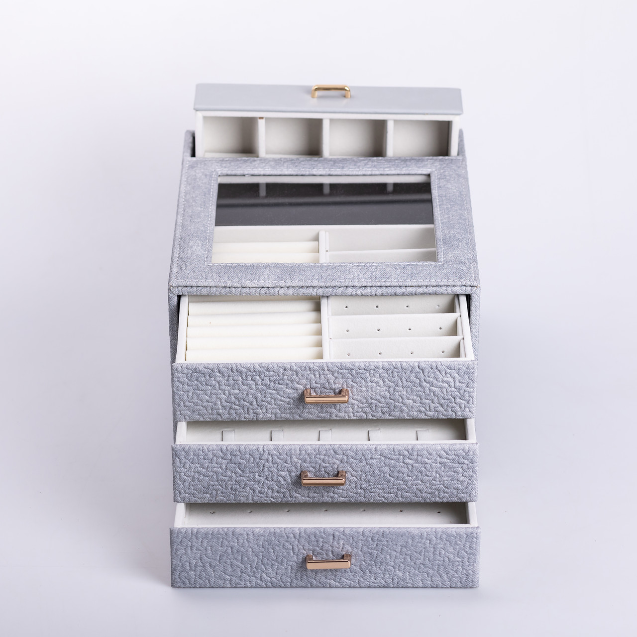 Скринька для прикрас з еко шкіри 3 яруси органайзер для ювелірних виробів