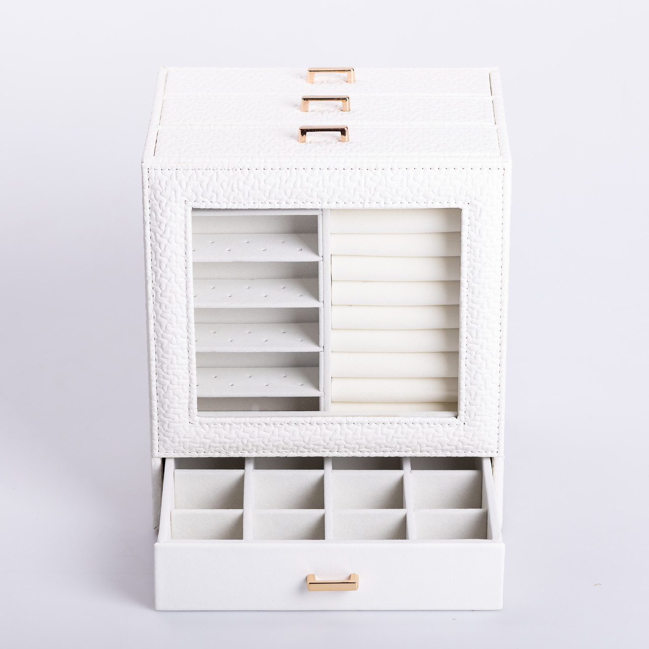 Скринька для прикрас з еко шкіри 3 яруси органайзер для ювелірних виробів