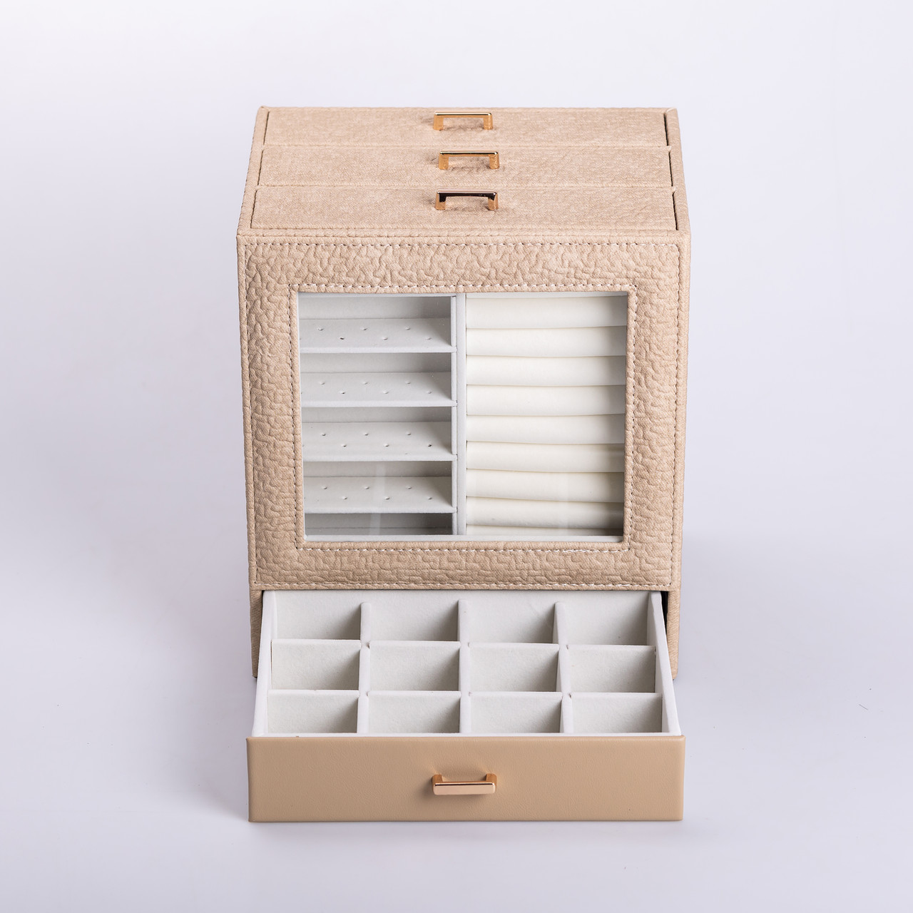 Скринька для прикрас з еко шкіри 3 яруси органайзер для ювелірних виробів