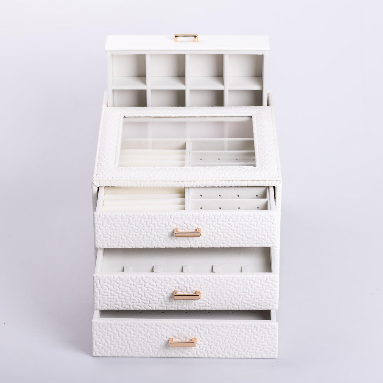 Скринька для прикрас з еко шкіри 3 яруси органайзер для ювелірних виробів