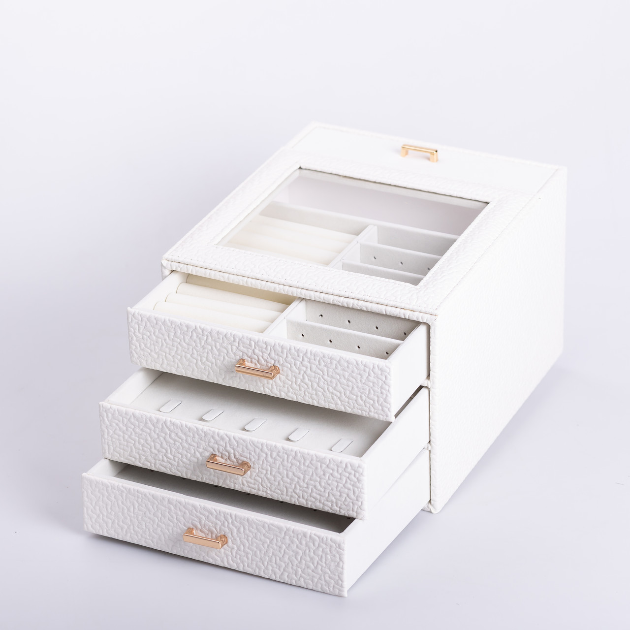 Скринька для прикрас з еко шкіри 3 яруси органайзер для ювелірних виробів