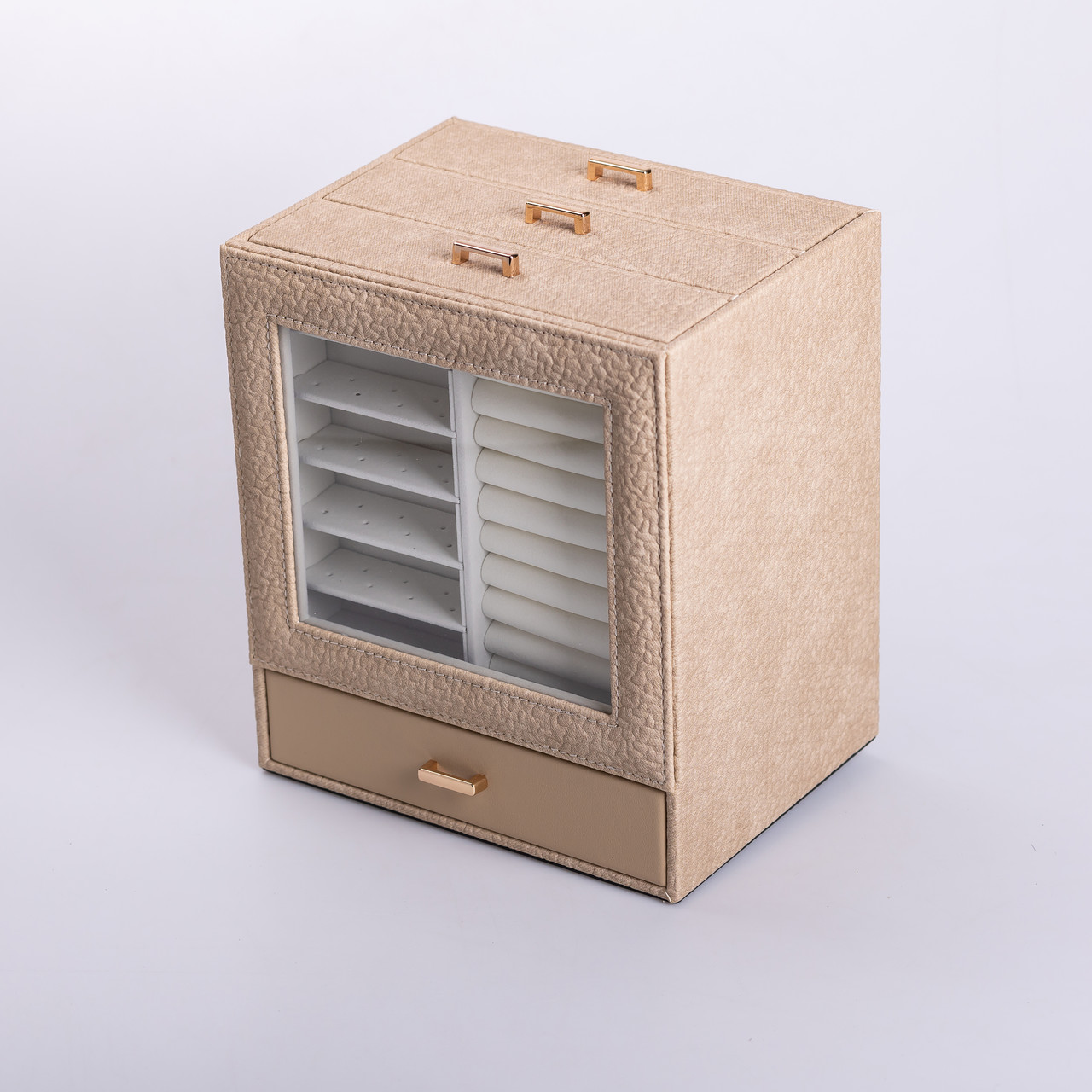 Скринька для прикрас з еко шкіри 3 яруси органайзер для ювелірних виробів