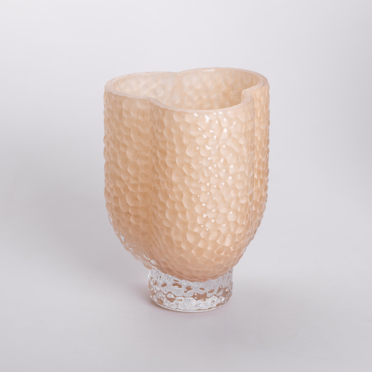 Ваза декоративна 13.5х13.5х18 см для квітів скляна фігурна фігурна ваза з кольорового скла 1 л Бежева