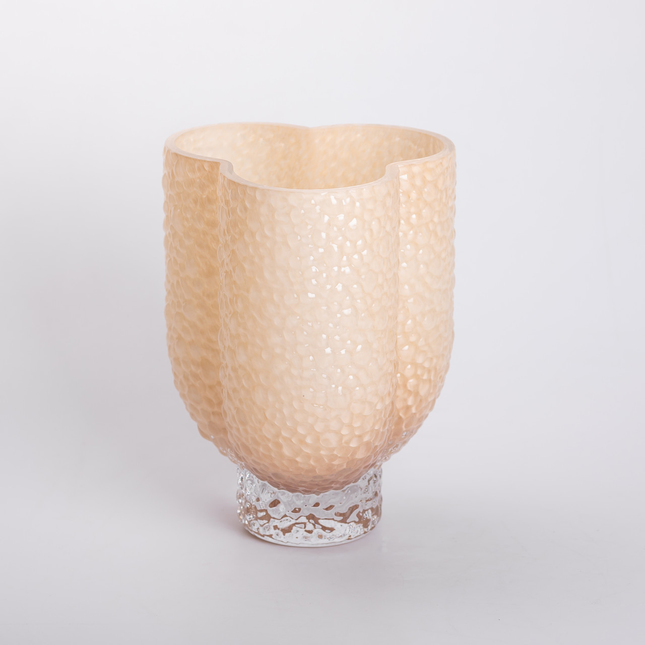 Ваза декоративна 18.5х16х25 см для квітів скляна фігурна ваза з кольорового скла 3 л Бежева