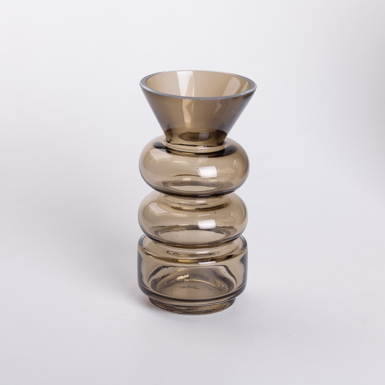 Ваза для квітів скло 18 см декоративна ваза прозора для декору 650 мл Коричнева