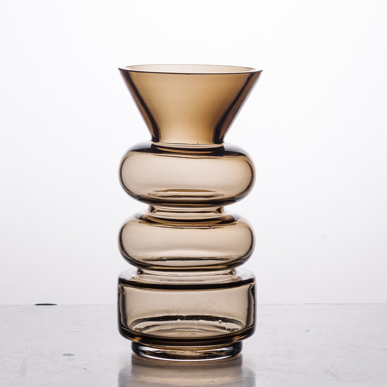 Ваза для квітів скло 18 см декоративна ваза прозора для декору 650 мл Коричнева