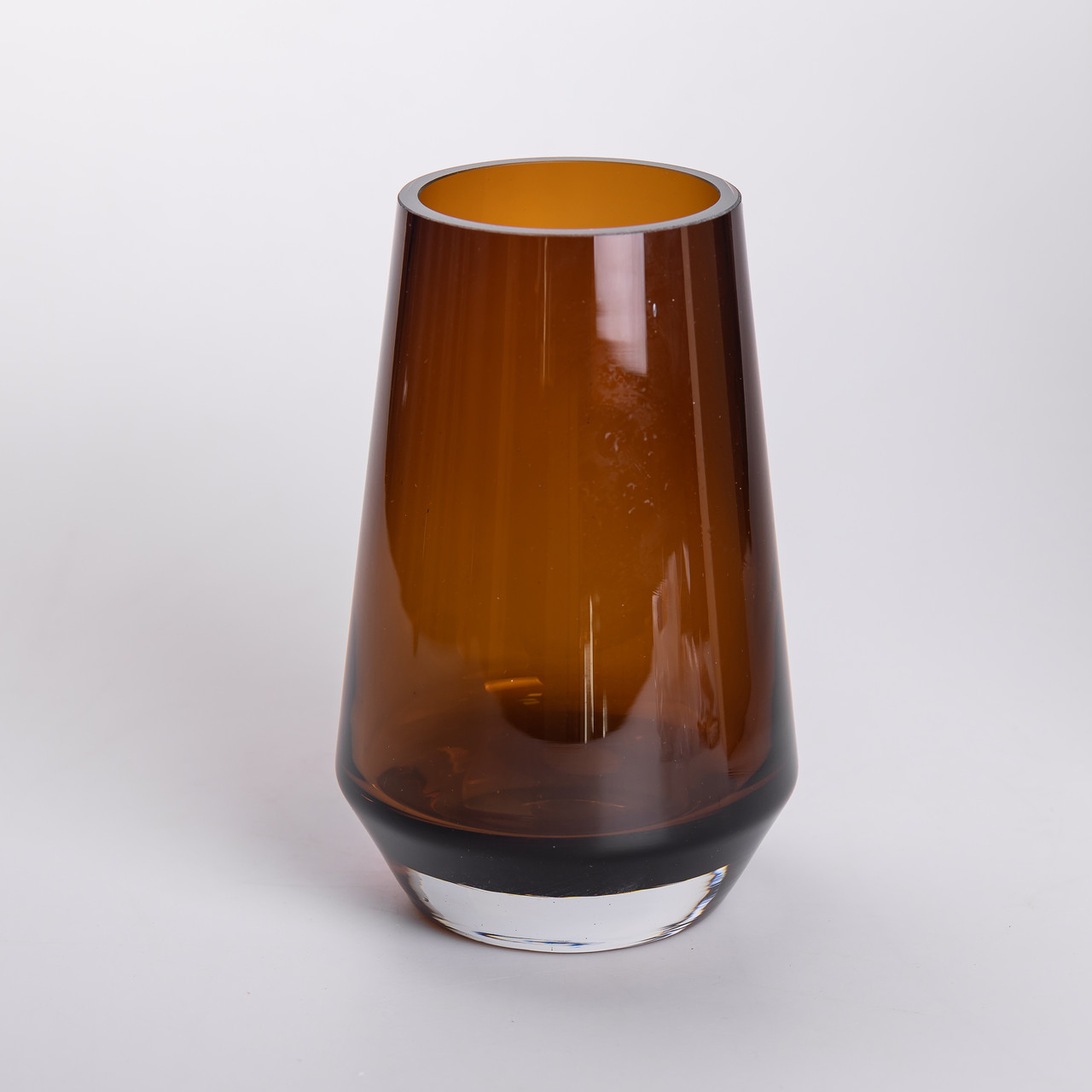 Ваза для квітів скляна 22 см скляна з кольорового скла 1.7 л Коричнева