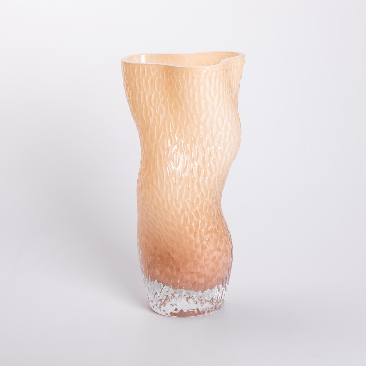 Ваза для квітів скляна з тисненням 14.5х11х30 см ваза декоративна для інтер'єру 1.6 л Бежева