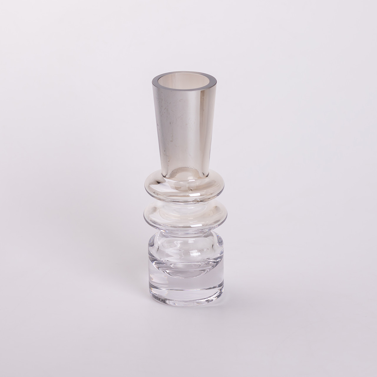 Ваза скляна декоративна 19.5 см у скандинавському стилі для квітів та інтер'єру 280 мл прозора