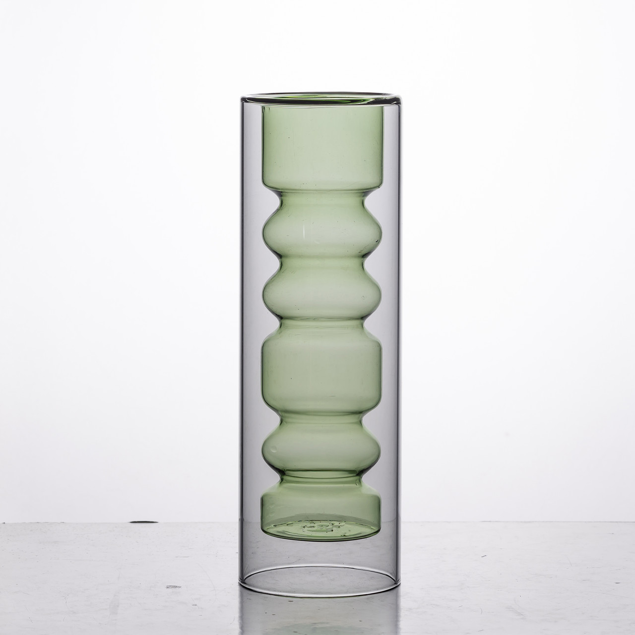 Ваза декоративна HP-10-25Ваза скляна для квітів декоративна 19.5 см декоративна ваза з подвійною стінкою 500 мл прозора