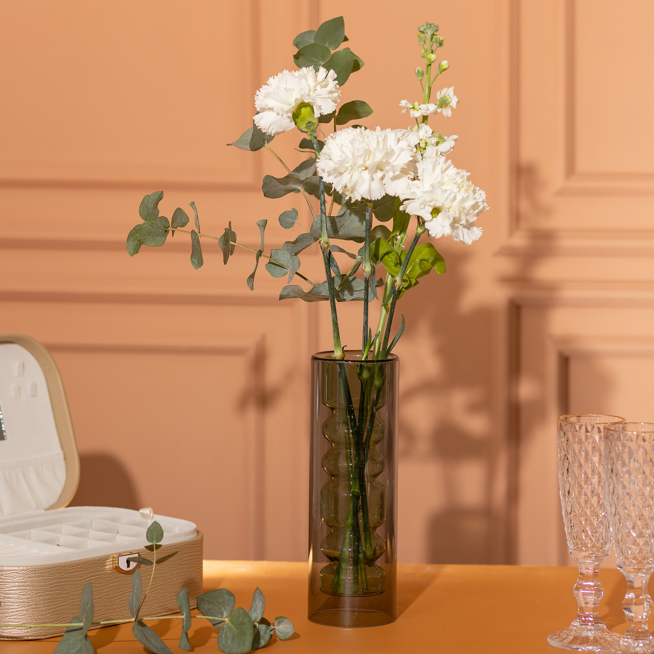 Ваза декоративна HP-10-25Ваза скляна для квітів декоративна 19.5 см декоративна ваза з подвійною стінкою 500 мл прозора