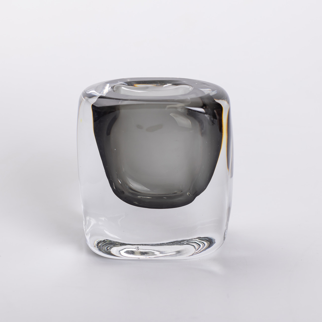 Ваза скляна прозора 10х7х11 см для квітів декоративна 120 мл Сіра