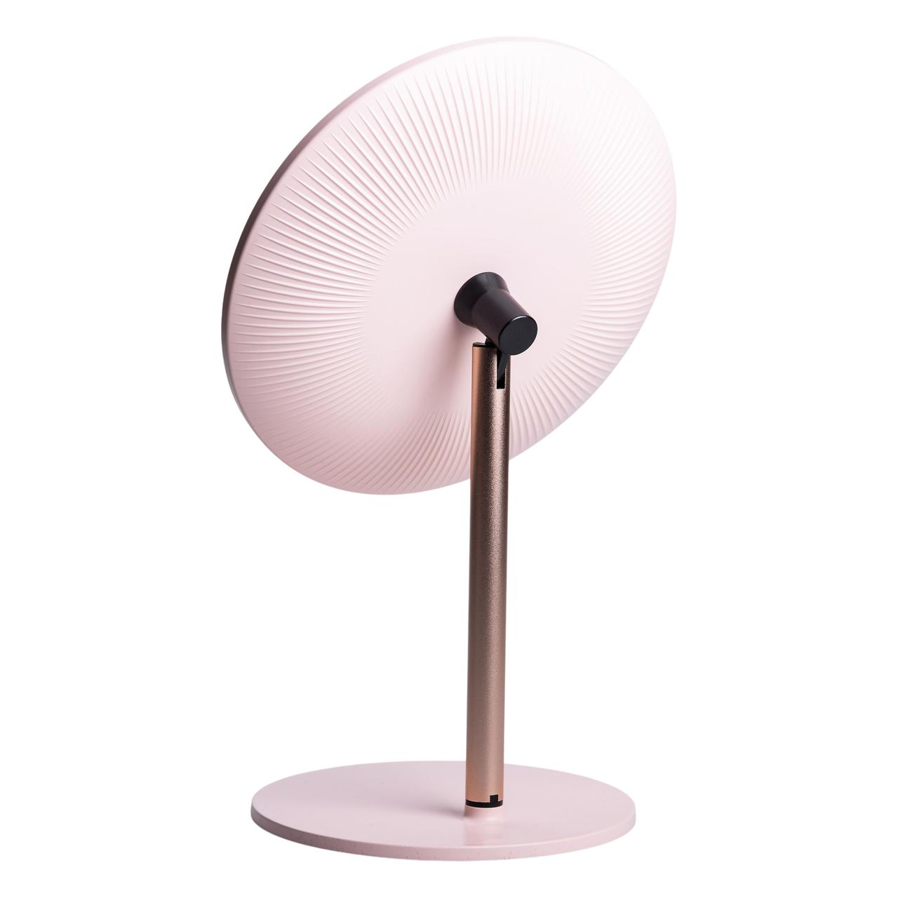 Дзеркало косметичне з підсвічуванням кругле настільне Ø21 см для макіяжу Рожеве