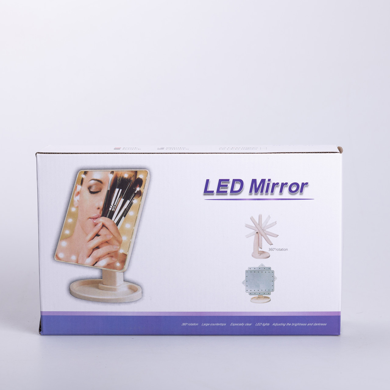 Дзеркало настільне косметичне для макіяжу 21х16 см дзеркало прямокутне на підставці 16 LED Біле