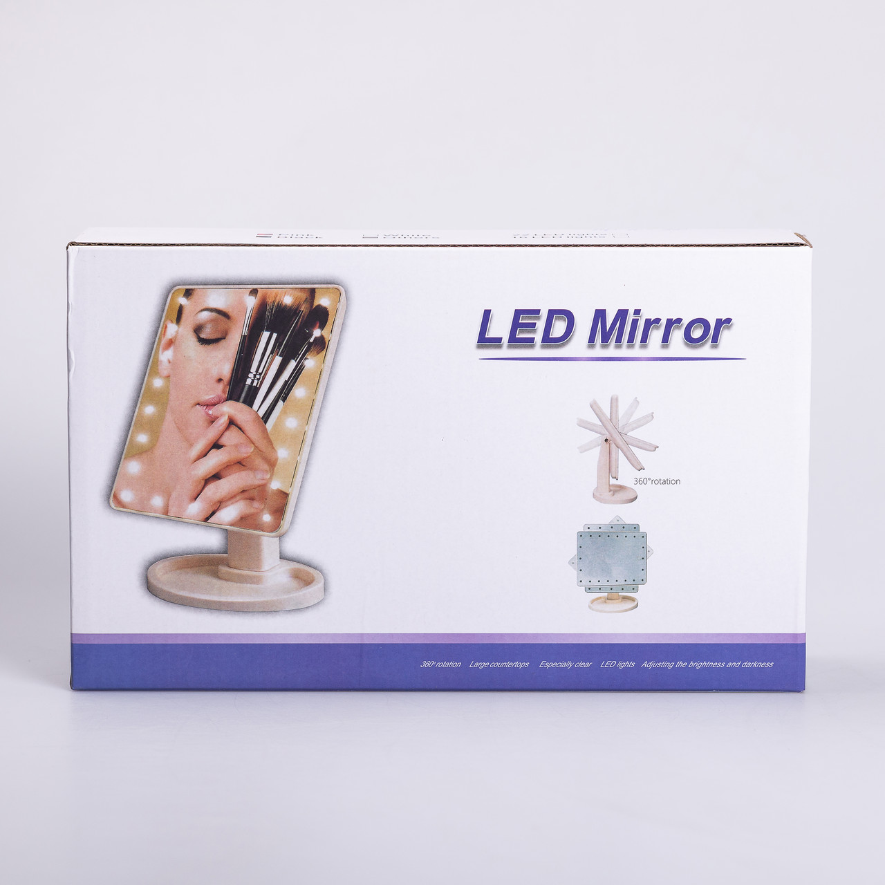 Дзеркало настільне косметичне для макіяжу 21х16 см дзеркало прямокутне на підставці 16 LED Чорне