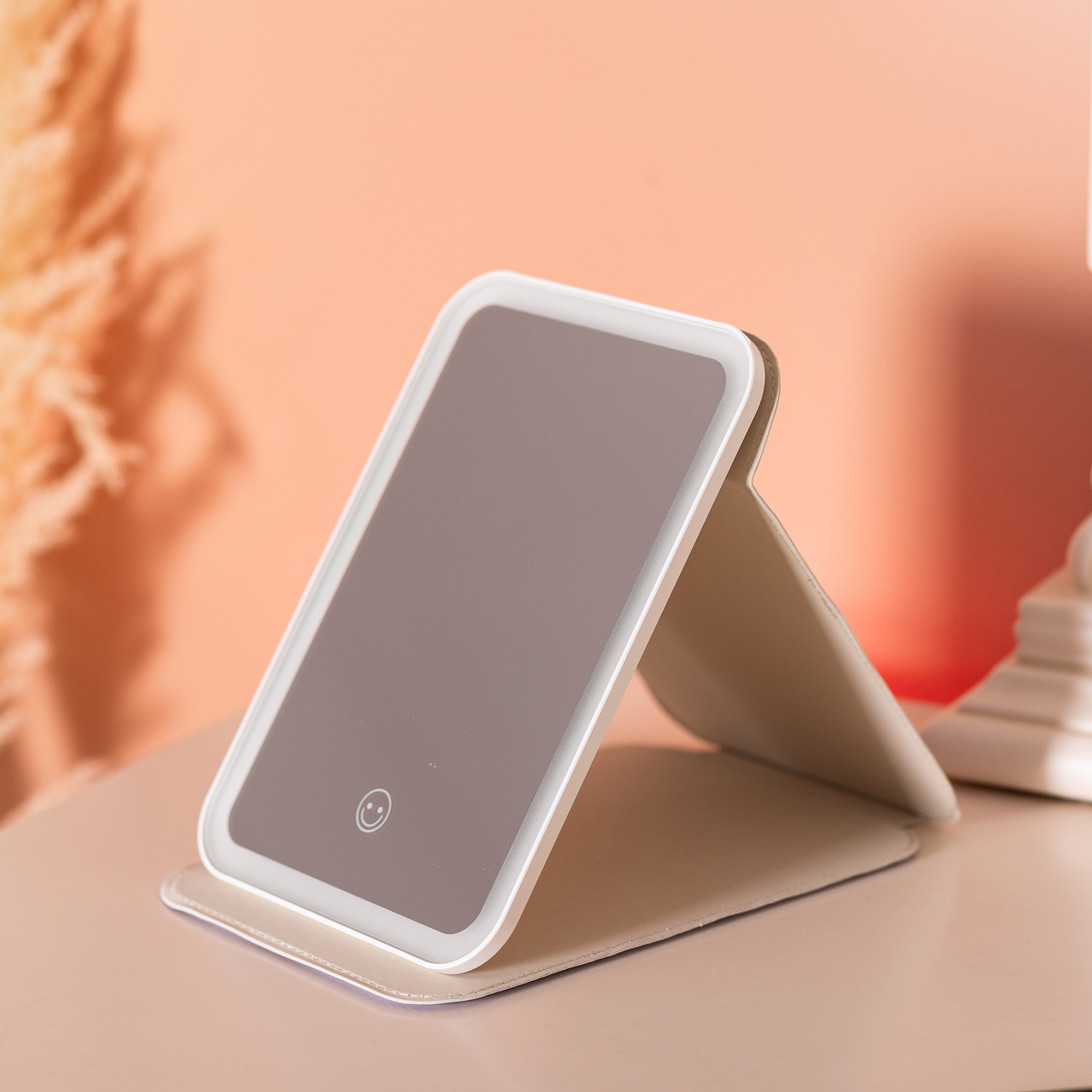 Дзеркало з лед підсвічуванням настільне складне 19.5х13.5 см косметичне для макіяжу Зелене