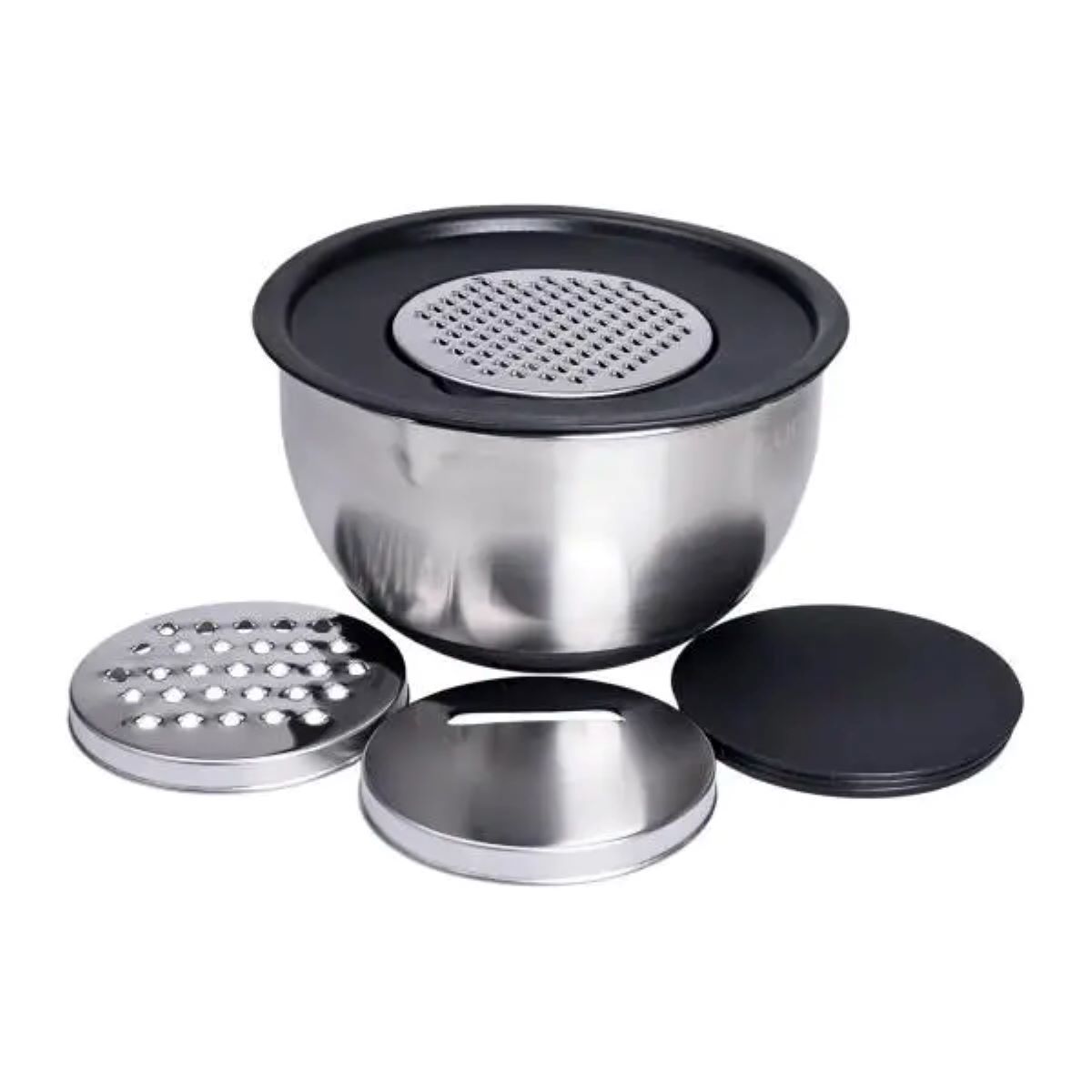 Набір мисок з нержавіючої сталі з кришками і терками салатники з нержавійки 3 штуки 2.5 л/2 л/1.5 л