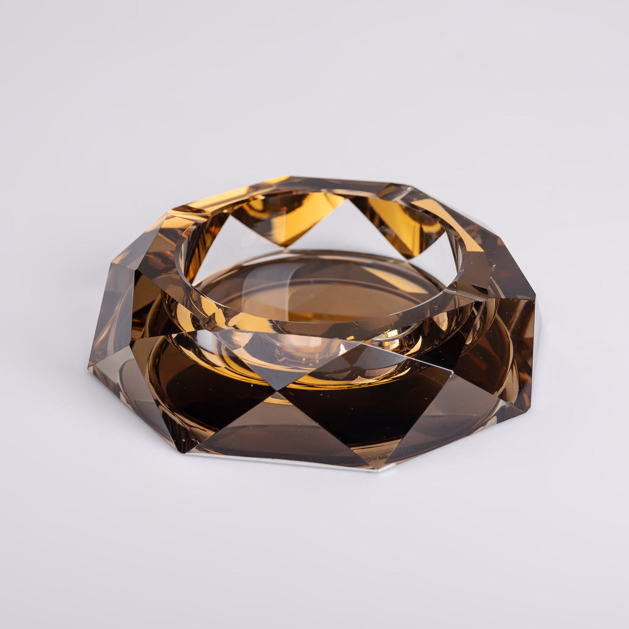 Золотиста багатогранна скляна попільничка 14.5×4 см