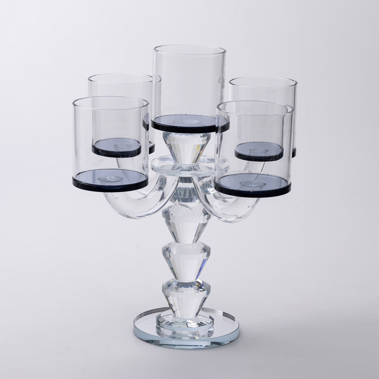 Канделябр на 5 свічок 19×19×24 см підсвічник декоративний скляний на ніжці Чорний