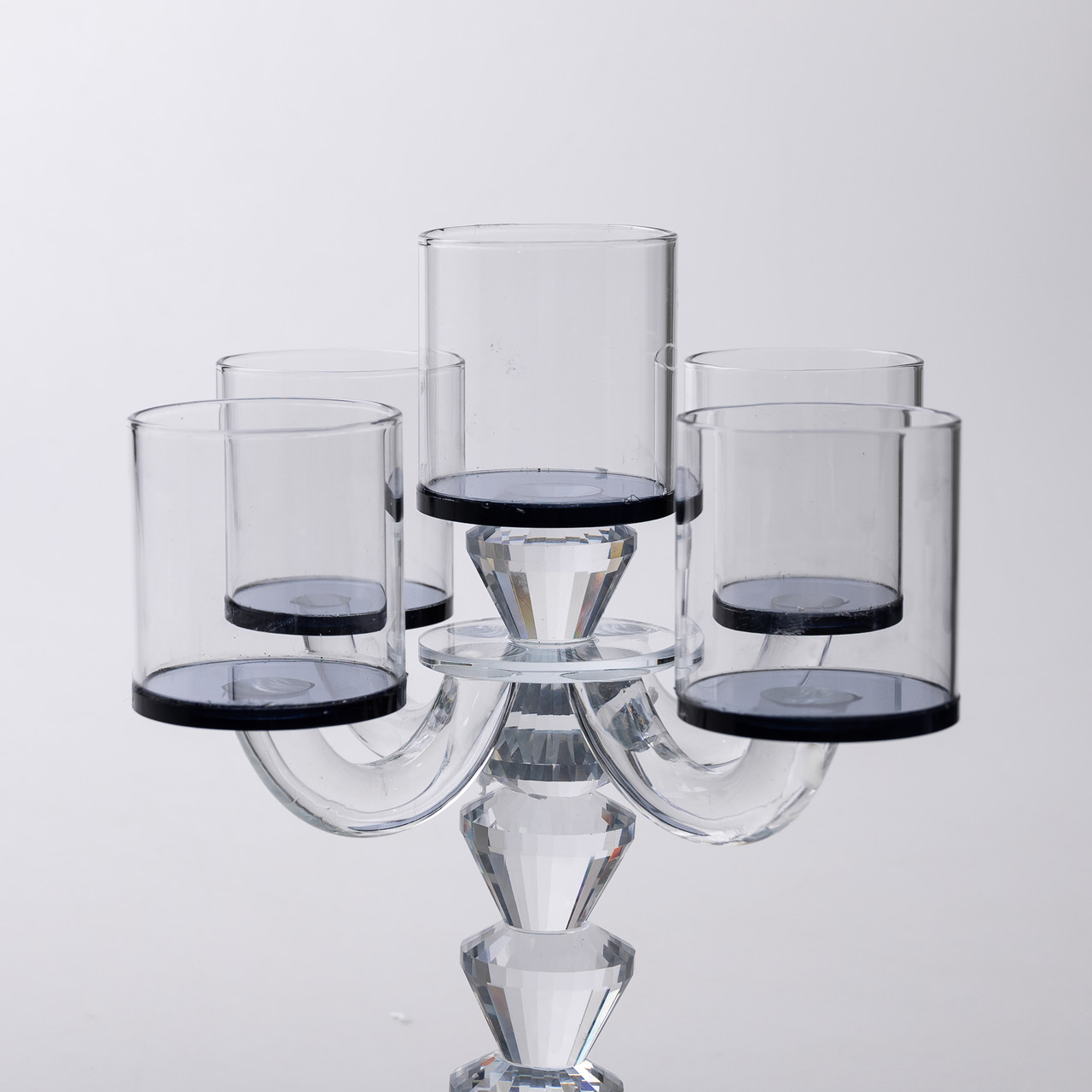 Канделябр на 5 свічок 19×19×24 см підсвічник декоративний скляний на ніжці Чорний