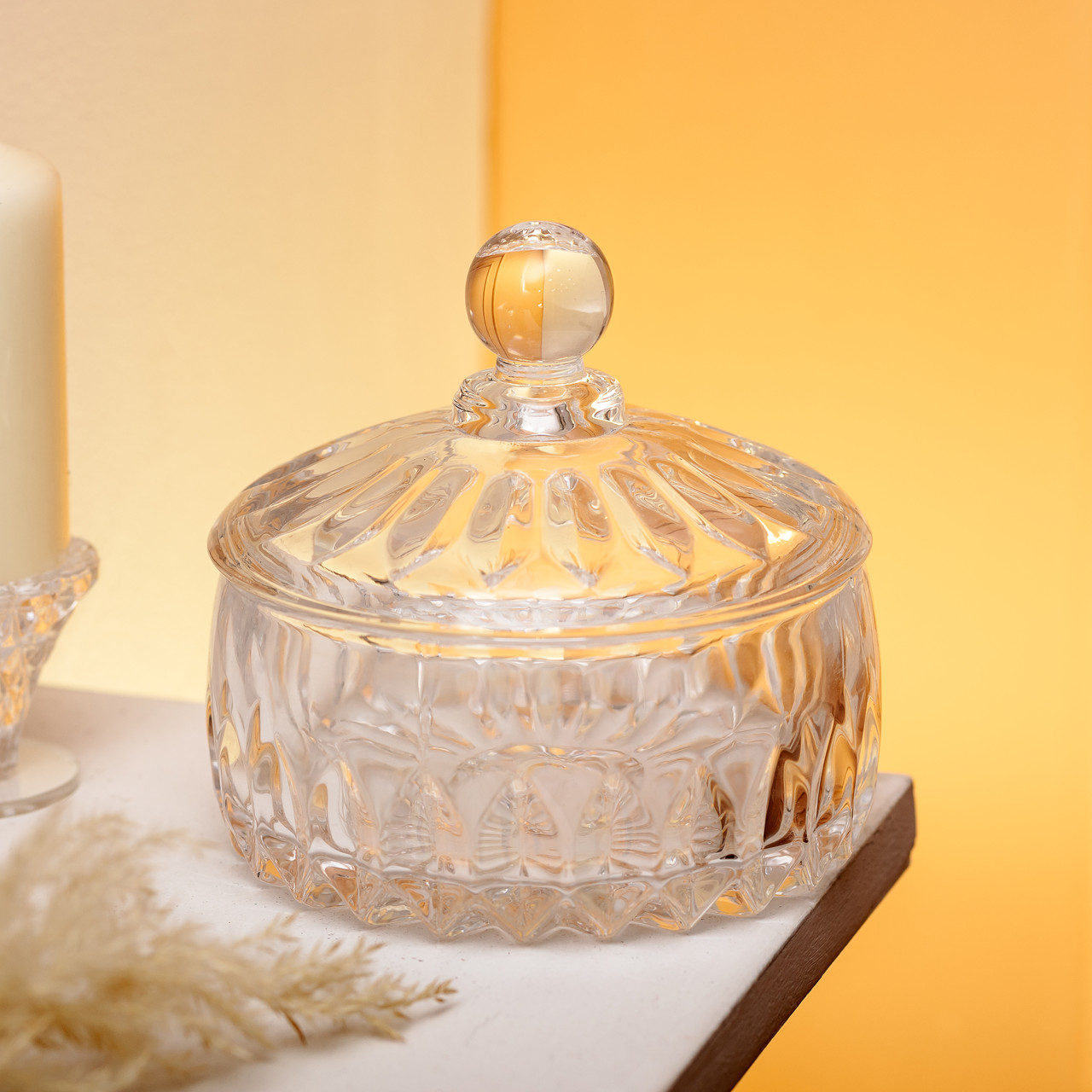 Цукерниця з кришкою Ø13 см ваза цукерниця кругла скляна прозора