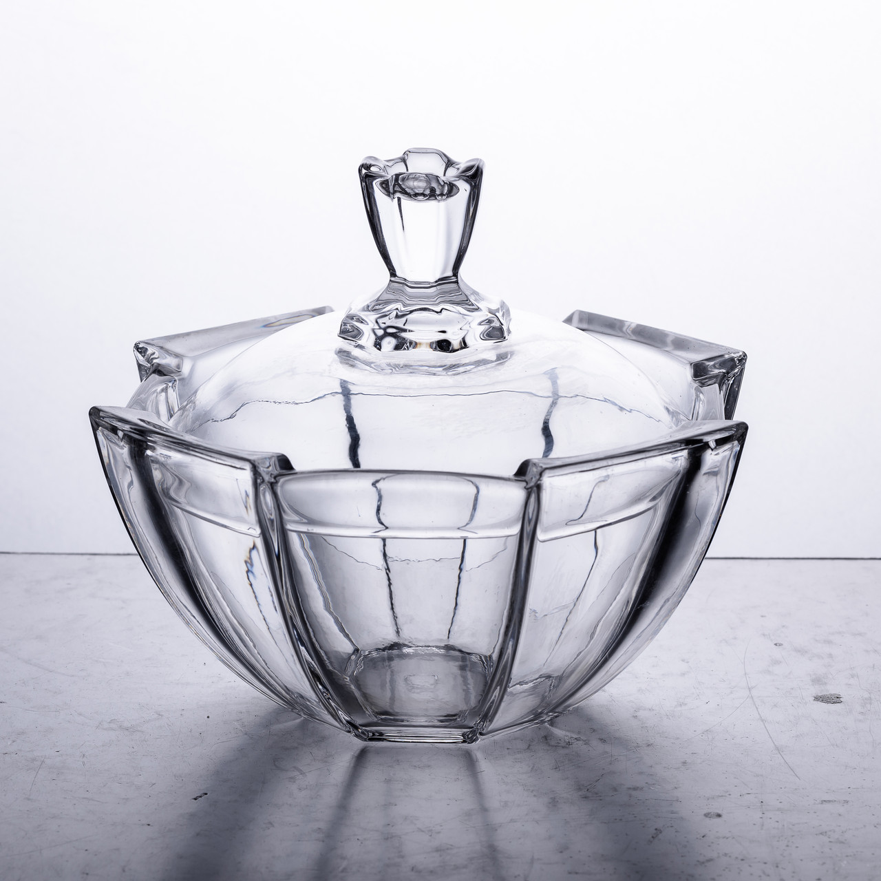 Цукорниця скляна з кришкою Ø15 см прозора