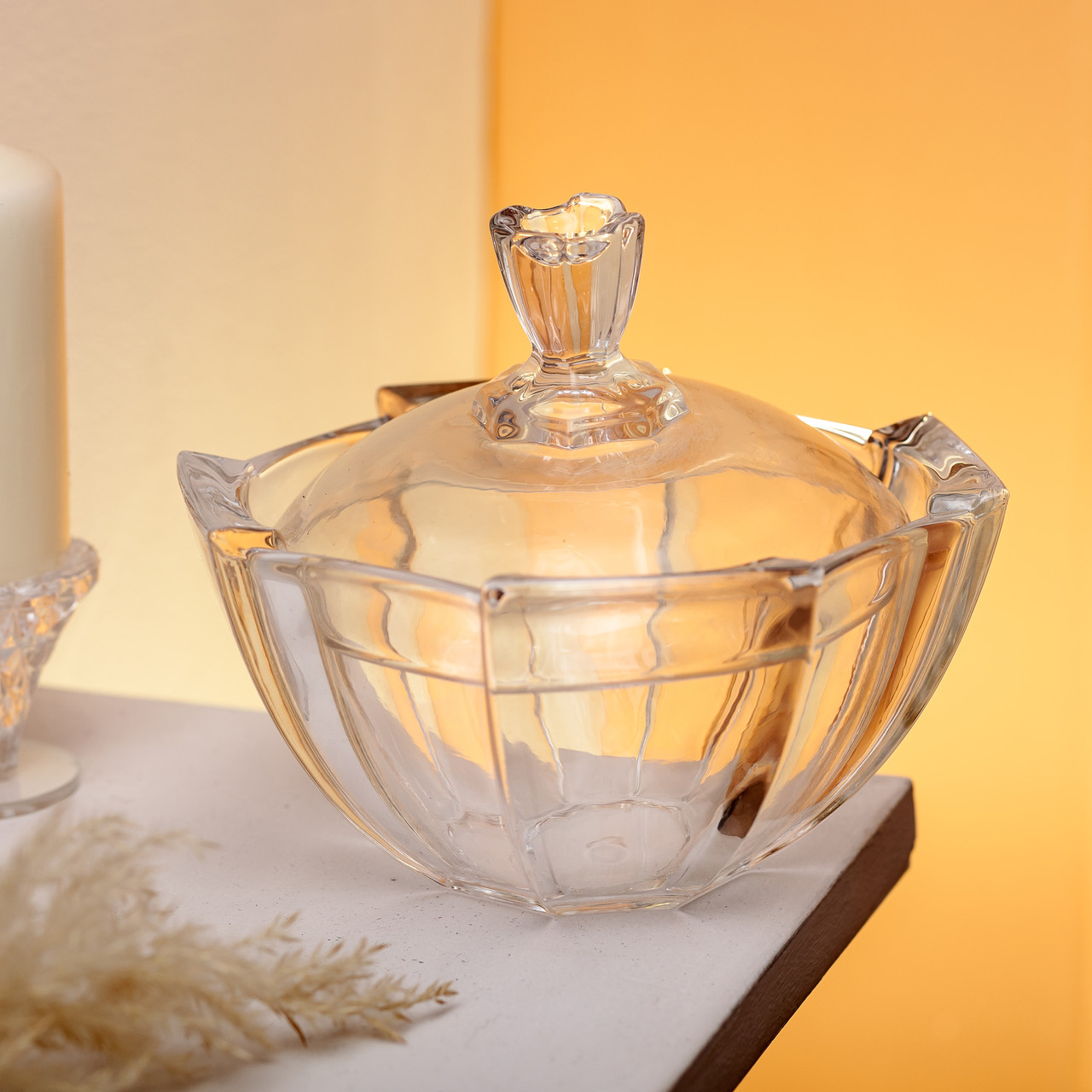 Цукорниця з кришкою Ø 15 см ваза цукорниця кругла скляна