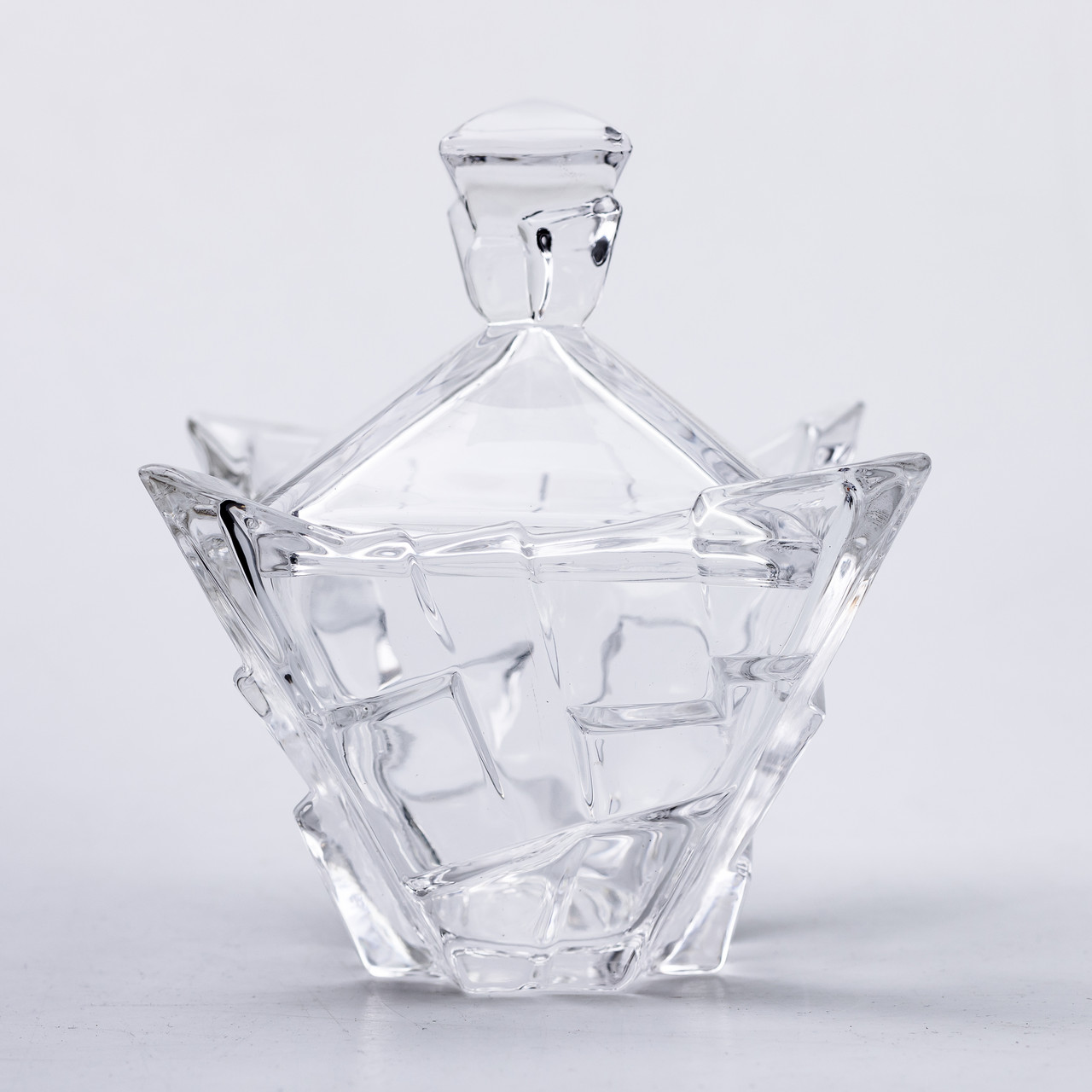 Цукорниця з кришкою 16×16×19 см ваза цукорниця квадратна скляна