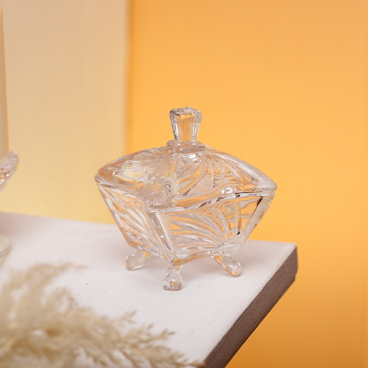 Цукорниця з кришкою 7.5×7.5×9 см ваза цукорниця скляна