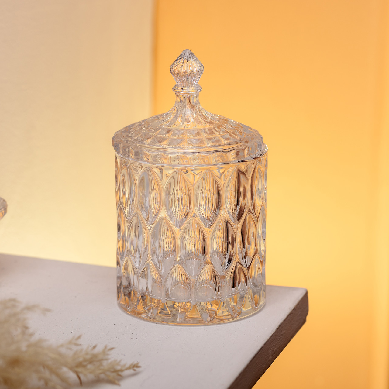 Цукорниця з кришкою Ø 7.5 см ваза цукорниця кругла скляна