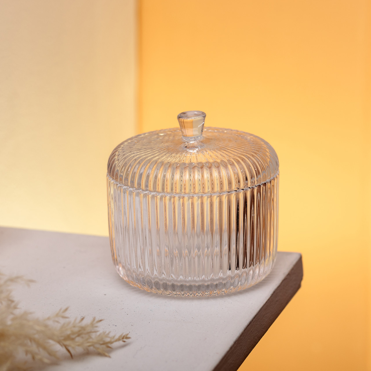Цукерниця з кришкою Ø 9 см ваза цукерниця кругла скляна