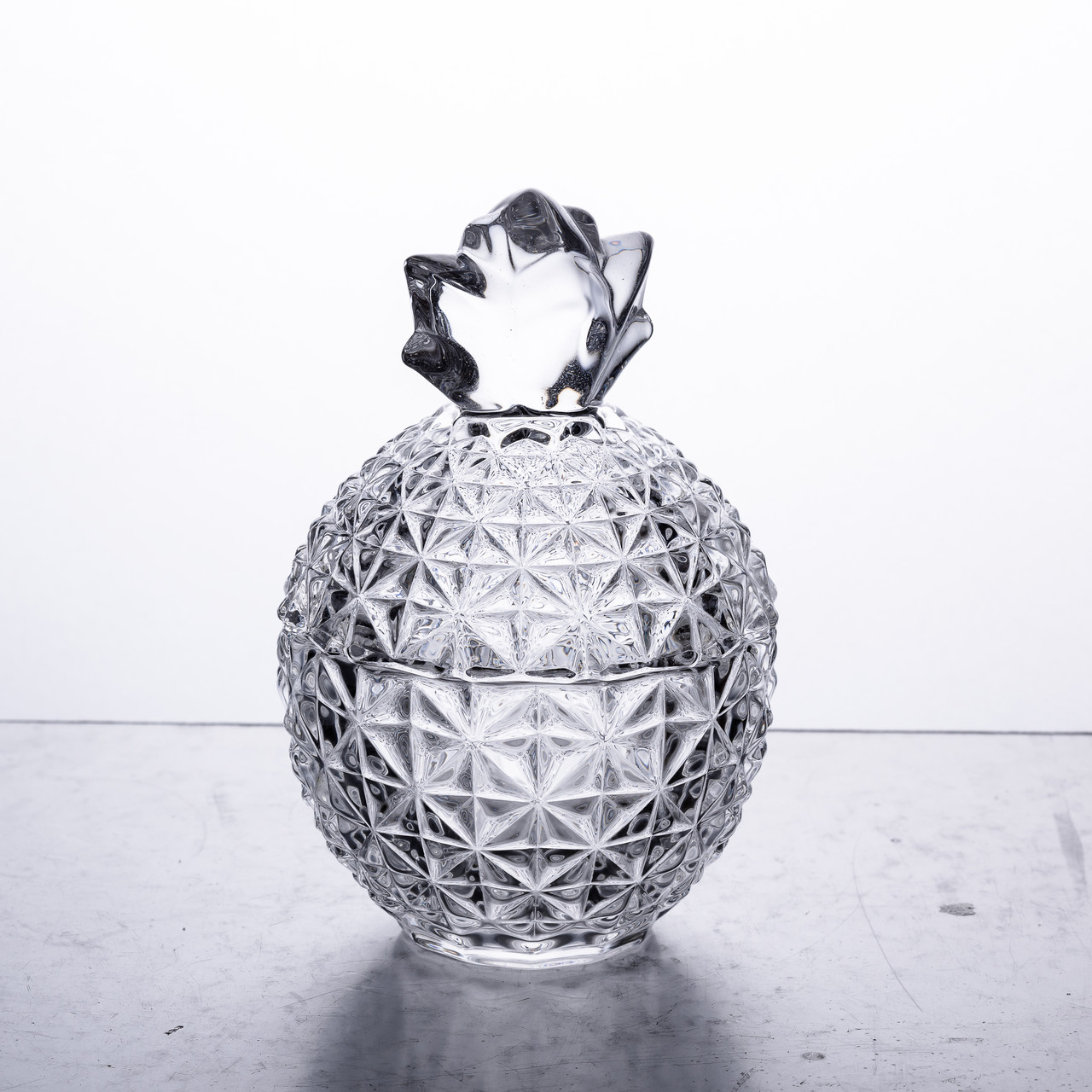 Цукерниця з кришкою Ø9 см ваза цукерниця кругла скляна прозора ананас