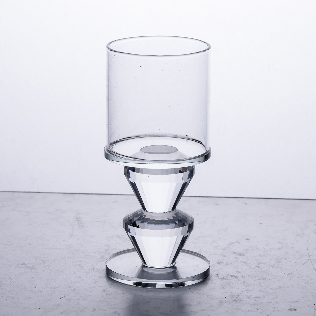 Підсвічник скляний 6×13.3 см на одну свічку підсвічник келих на ніжці декоративний прозорий